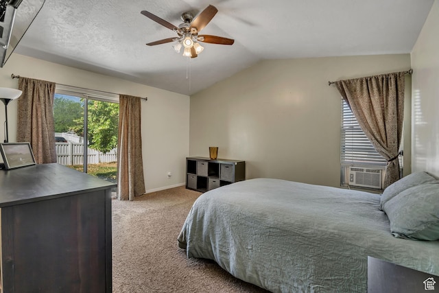 9078 S Harkness Dr W, West Jordan, UT 84088 - bedroom with carpet flooring, access to outside, lofted ceiling, cooling unit, and a ceiling fan
