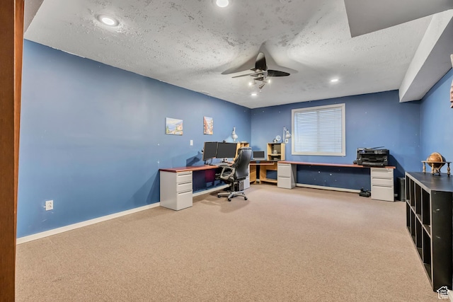 9078 S Harkness Dr W, West Jordan, UT 84088 - carpeted office space featuring a ceiling fan, a textured ceiling, and recessed lighting
