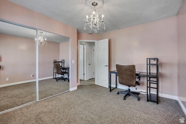 9078 S Harkness Dr W, West Jordan, UT 84088 - carpeted office featuring a chandelier and baseboards