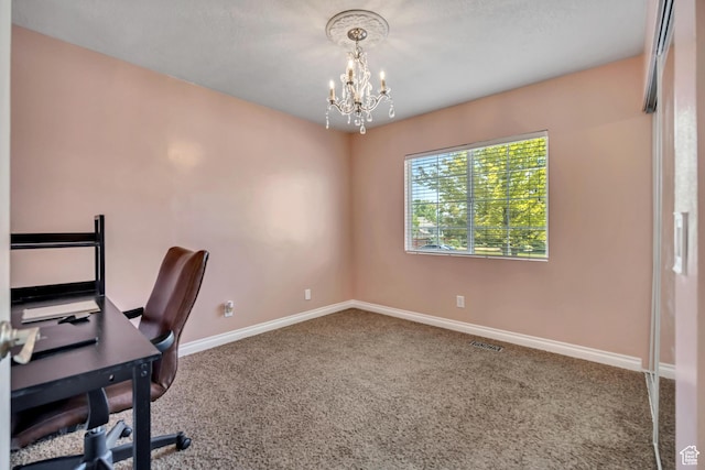 9078 S Harkness Dr W, West Jordan, UT 84088 - unfurnished office featuring a chandelier and carpet flooring