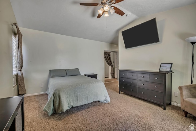 9078 S Harkness Dr W, West Jordan, UT 84088 - bedroom featuring light carpet, vaulted ceiling, and a ceiling fan