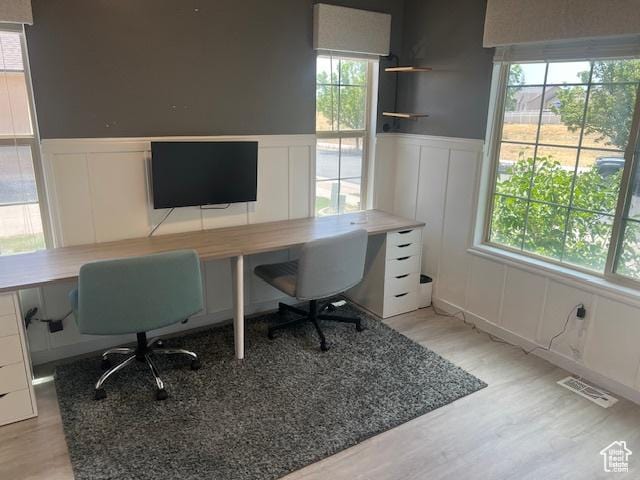5298 W Icehouse Way, West Jordan, UT 84081 - office with a decorative wall, wainscoting, and light wood-type flooring