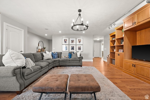 2188 E Country View Ln, Cottonwood Heights, UT 84121 - living area with a chandelier, light wood finished floors, and recessed lighting