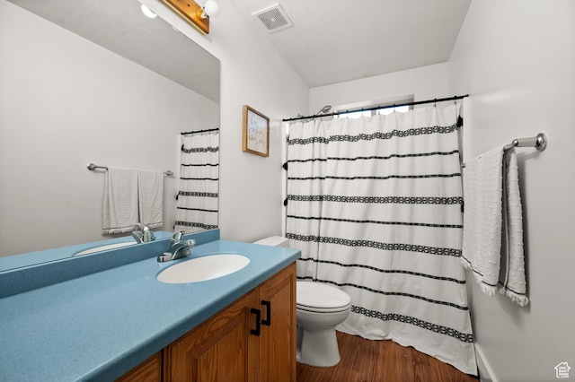 2188 E Country View Ln, Cottonwood Heights, UT 84121 - full bathroom featuring vanity, wood finished floors, and a shower with shower curtain