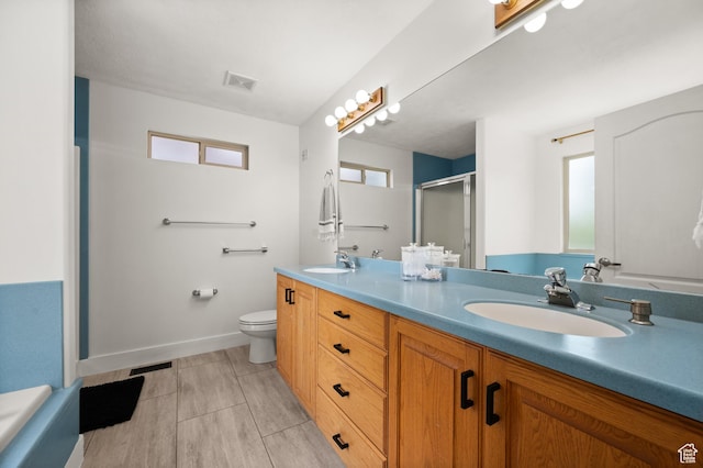 2188 E Country View Ln, Cottonwood Heights, UT 84121 - full bathroom featuring double vanity, a shower stall, and a tub