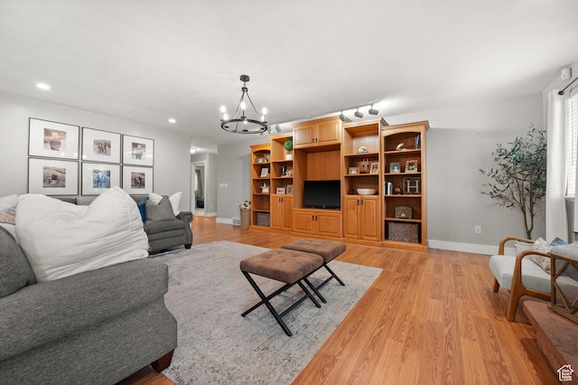 2188 E Country View Ln, Cottonwood Heights, UT 84121 - living area with a chandelier, light wood-style flooring, and recessed lighting