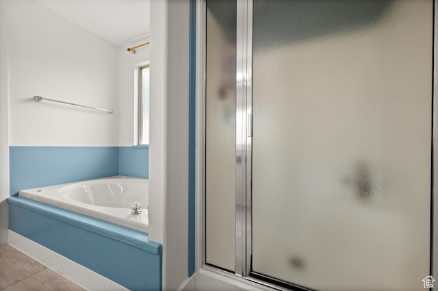 2188 E Country View Ln, Cottonwood Heights, UT 84121 - bathroom featuring a stall shower, a garden tub, and tile patterned flooring