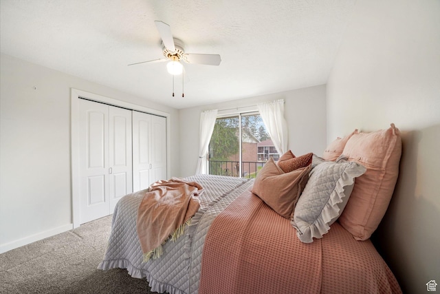 4716 S 700 E Unit 33, Murray, UT 84107 - bedroom with access to outside, a closet, carpet floors, and a ceiling fan
