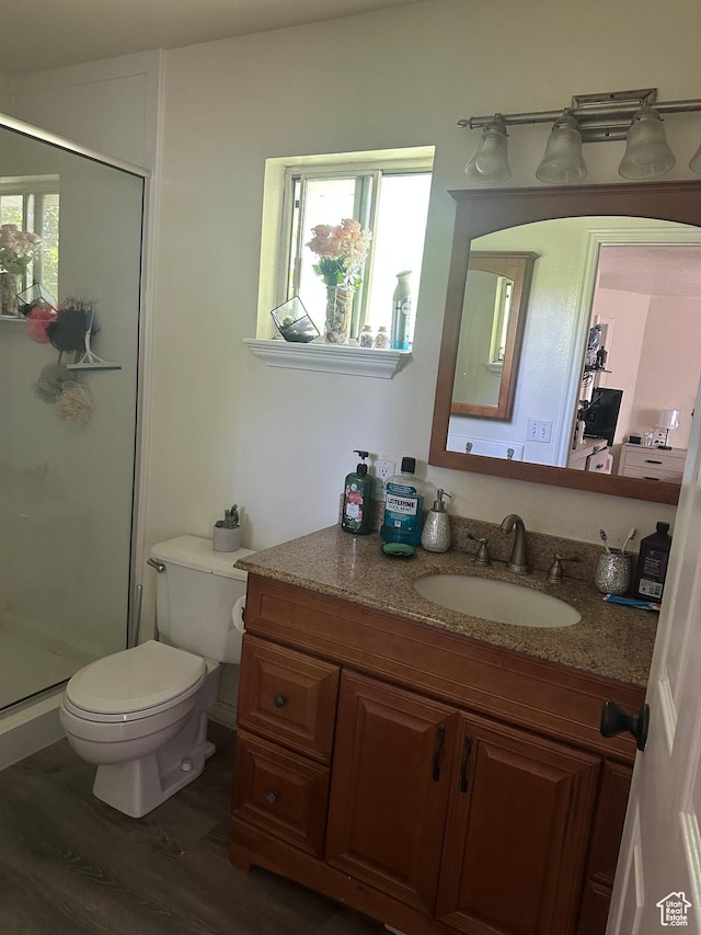 1145 N 560 W, Orem, UT 84057 - full bathroom featuring a stall shower, vanity, healthy amount of natural light, and wood finished floors