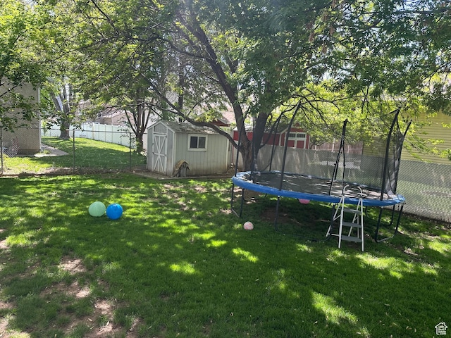 1145 N 560 W, Orem, UT 84057 - fenced backyard with a trampoline and a storage shed