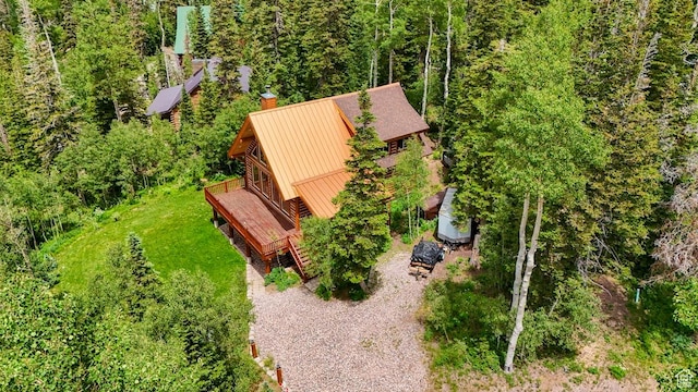 556 N Half Circle Dr, Brian Head, UT 84719 - aerial view of property and surrounding area with a heavily wooded area