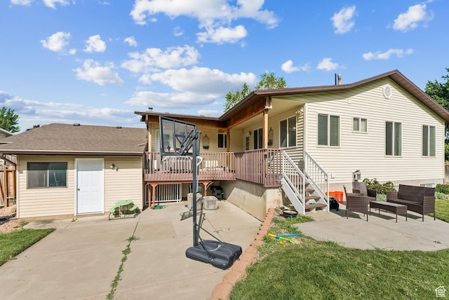 694 E 2350 N, North Ogden, UT 84414 - rear view of property featuring a patio area, a wooden deck, and an outdoor living space