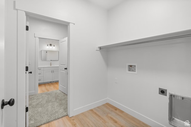 222 E 300 N, Payson, UT 84651 - laundry area featuring light wood finished floors, washer hookup, and hookup for an electric dryer