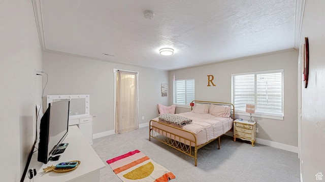 645 Stonebrook Ln, Santaquin, UT 84655 - bedroom featuring light carpet, a textured ceiling, and crown molding
