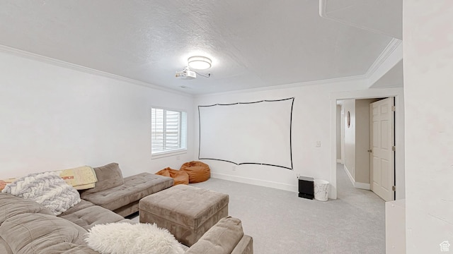 645 Stonebrook Ln, Santaquin, UT 84655 - carpeted home theater room featuring ornamental molding and a textured ceiling
