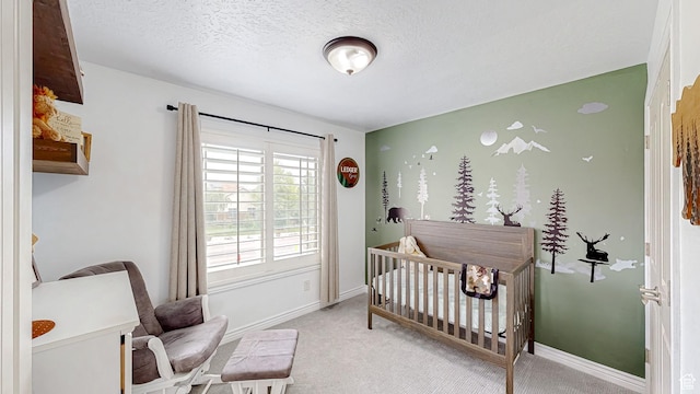 645 Stonebrook Ln, Santaquin, UT 84655 - bedroom featuring carpet, a nursery area, and a textured ceiling