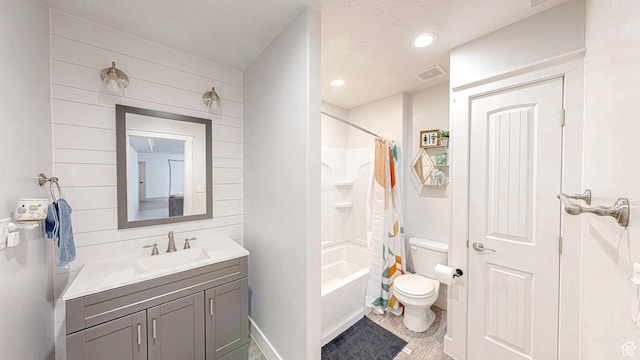 645 Stonebrook Ln, Santaquin, UT 84655 - bathroom with vanity, shower / bathtub combination with curtain, and recessed lighting