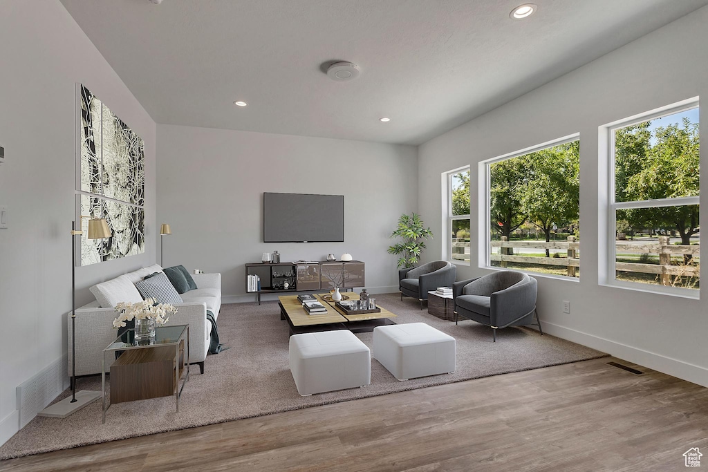 5393 N Orville St Unit 427, Eagle Mountain, UT 84005 - living room featuring wood finished floors and recessed lighting