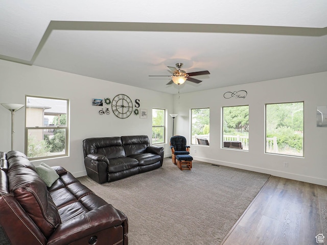 373 N Willow Haven Ave, Lehi, UT 84043 - living area with a ceiling fan and wood finished floors