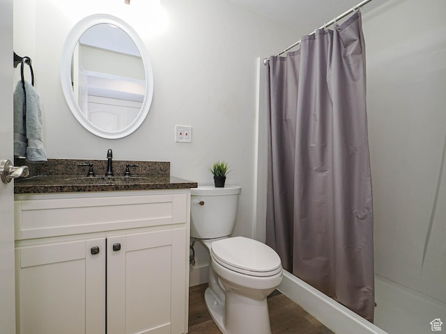 373 N Willow Haven Ave, Lehi, UT 84043 - bathroom with vanity, wood finished floors, and a shower with curtain