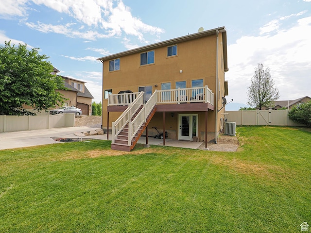 373 N Willow Haven Ave, Lehi, UT 84043 - back of house with a patio area, stucco siding, stairs, a wooden deck, and a gate