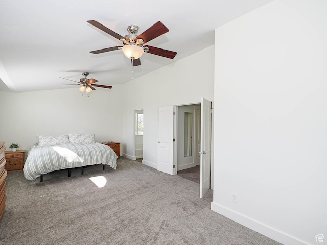 373 N Willow Haven Ave, Lehi, UT 84043 - carpeted bedroom featuring vaulted ceiling and a ceiling fan