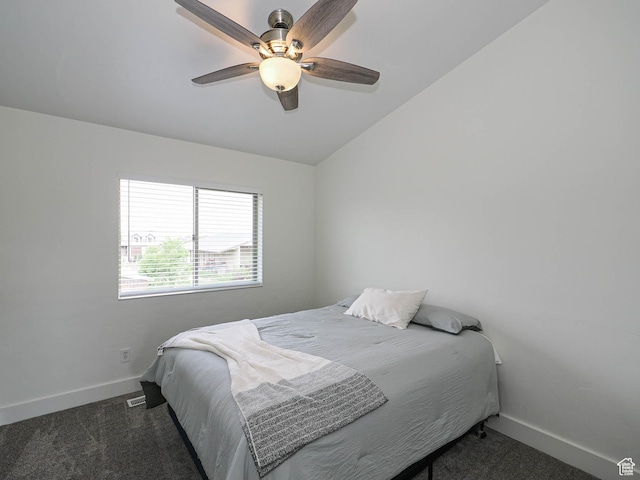 373 N Willow Haven Ave, Lehi, UT 84043 - carpeted bedroom with a ceiling fan and vaulted ceiling