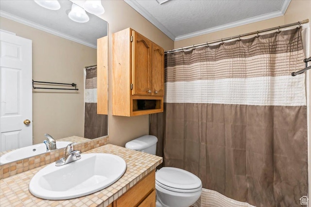 6956 S Firefox Cir, West Jordan, UT 84084 - full bathroom featuring vanity, ornamental molding, and curtained shower