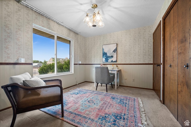 1575 W Alley St, Riverton, UT 84065 - carpeted office with a chandelier, wainscoting, and wallpapered walls