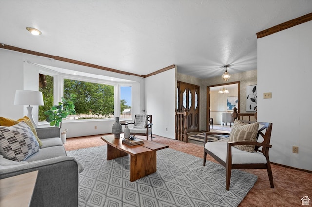 1575 W Alley St, Riverton, UT 84065 - living room featuring light colored carpet and crown molding