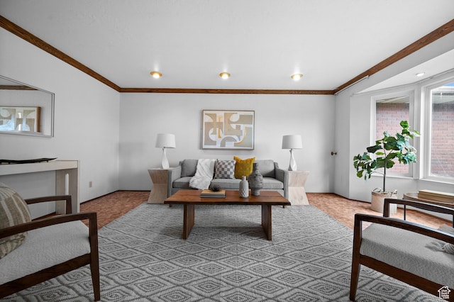 1575 W Alley St, Riverton, UT 84065 - living area featuring light colored carpet and crown molding