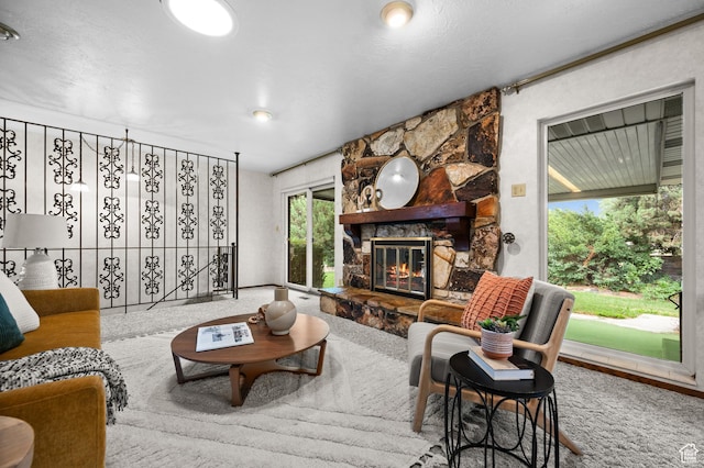 1575 W Alley St, Riverton, UT 84065 - living area featuring a stone fireplace