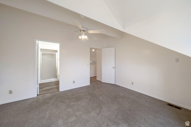 527 Applewood Dr, Bountiful, UT 84010 - empty room featuring carpet floors, a ceiling fan, and lofted ceiling