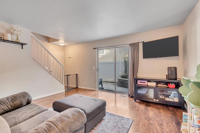 5235 S Glendon St Unit W3, Murray, UT 84123 - living area with stairway and wood finished floors