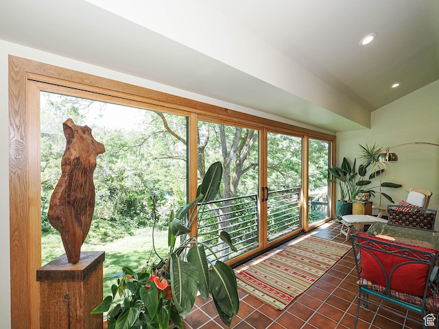 3348 E Splendor Cir, Holladay, UT 84124 - sunroom with tile patterned floors, recessed lighting, and vaulted ceiling