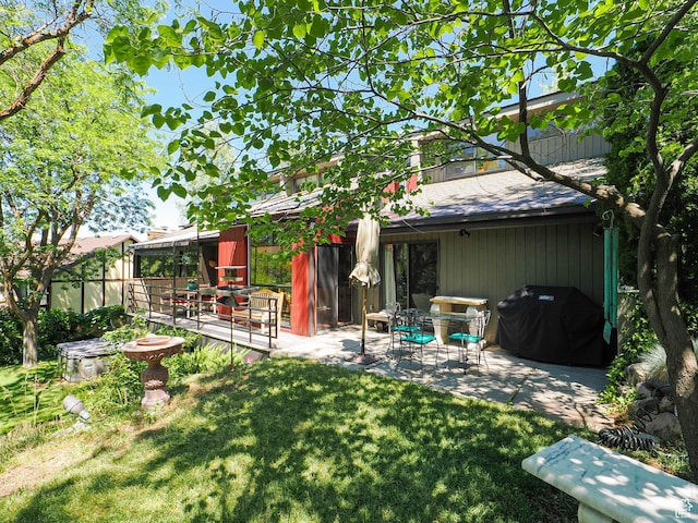 3348 E Splendor Cir, Holladay, UT 84124 - rear view of property with a patio area and a yard
