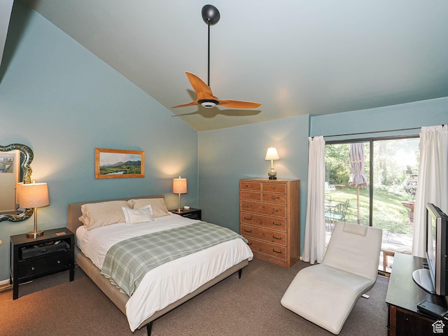 3348 E Splendor Cir, Holladay, UT 84124 - bedroom with vaulted ceiling, carpet, and ceiling fan