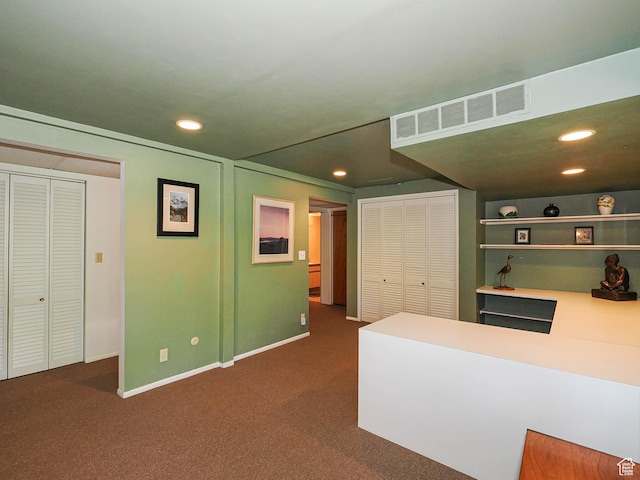 3348 E Splendor Cir, Holladay, UT 84124 - living room featuring recessed lighting, dark colored carpet, and a desk