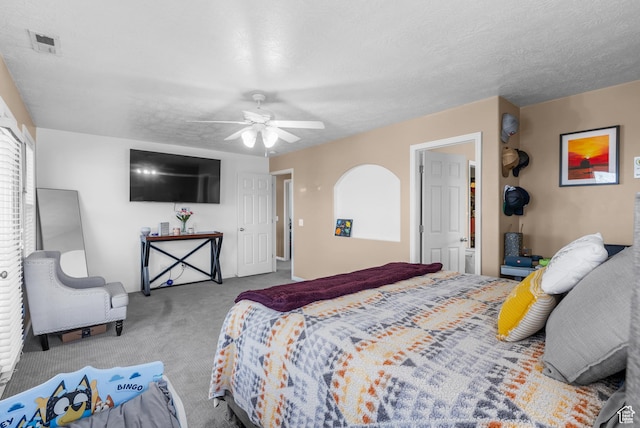 5453 W Mayflower St, West Jordan, UT 84081 - bedroom with carpet, a ceiling fan, and a textured ceiling