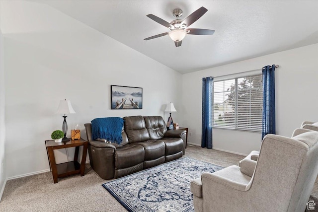 771 N 1725 W, Clinton, UT 84015 - living area with lofted ceiling, a ceiling fan, and light colored carpet