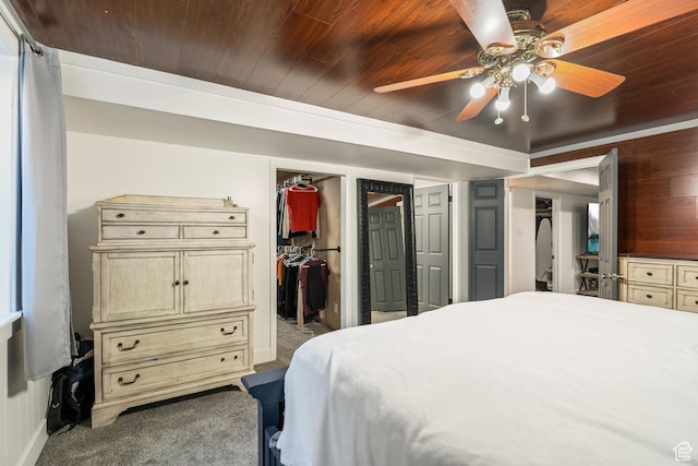 174 W Dawson St, Layton, UT 84041 - bedroom with carpet, wooden ceiling, a ceiling fan, and a spacious closet