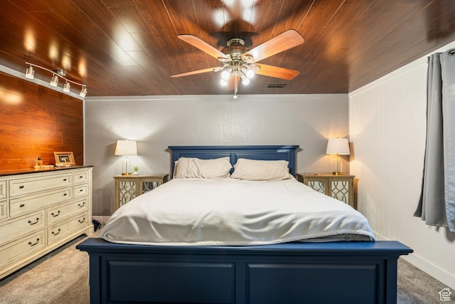 174 W Dawson St, Layton, UT 84041 - bedroom with carpet, wood ceiling, and ceiling fan