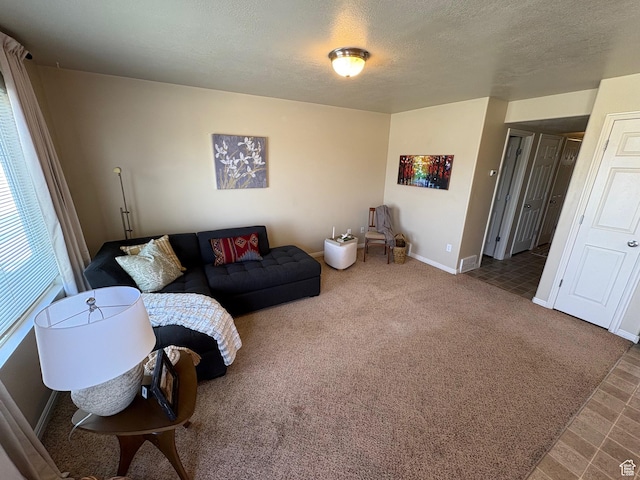 2896 W 3965 S Unit 86, West Haven, UT 84401 - living room featuring a textured ceiling and carpet flooring
