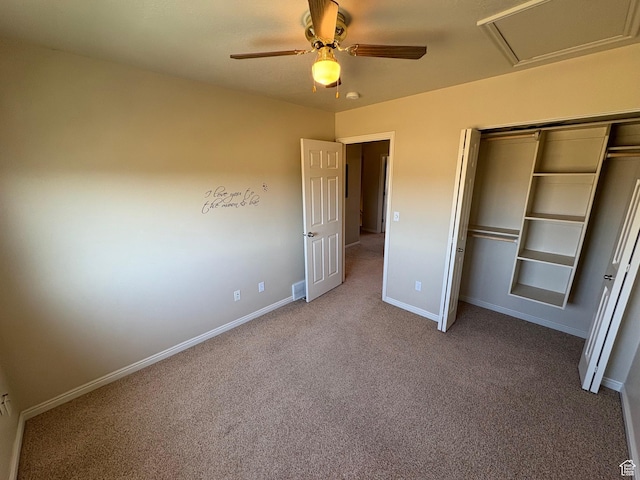 2896 W 3965 S Unit 86, West Haven, UT 84401 - unfurnished bedroom with carpet floors, a closet, and a ceiling fan