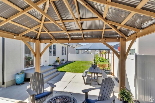 2456 W Maple St, Mapleton, UT 84664 - view of patio featuring a gazebo and an outdoor fire pit