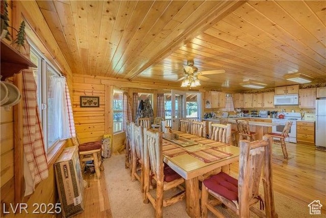1458 W 6400 S, Parowan, UT 84761 - dining space featuring wooden ceiling, light wood-style flooring, and ceiling fan