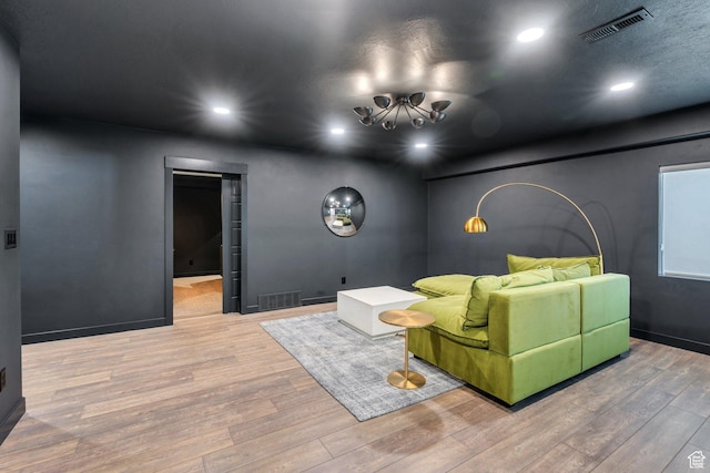 2739 N 3550 W, Lehi, UT 84043 - cinema room featuring wood finished floors, recessed lighting, and a chandelier