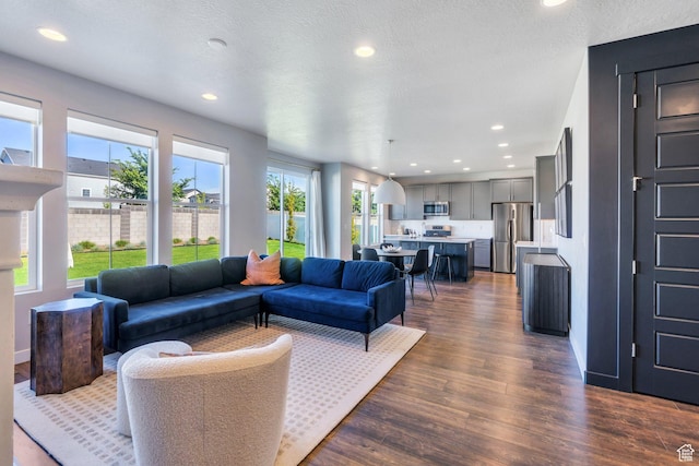 2739 N 3550 W, Lehi, UT 84043 - living room featuring dark wood finished floors and recessed lighting