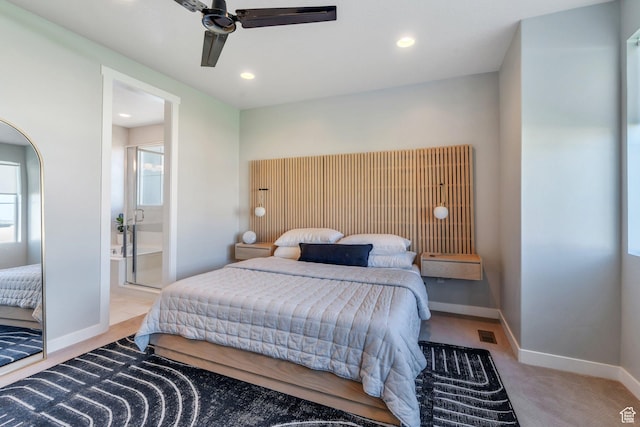 2739 N 3550 W, Lehi, UT 84043 - carpeted bedroom with connected bathroom, recessed lighting, and a ceiling fan