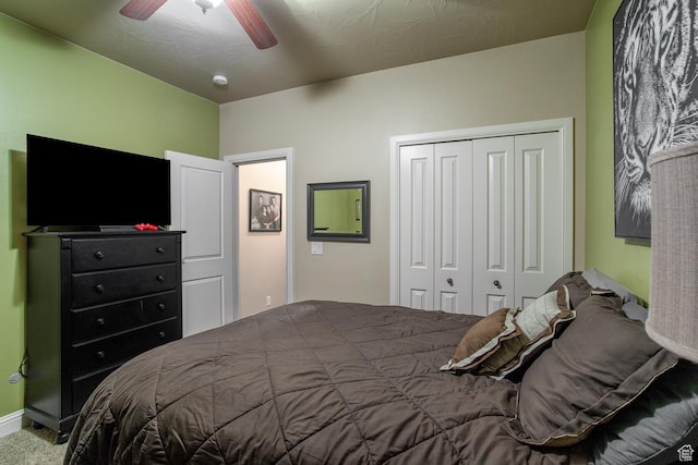 960 N Catalpa Dr, Washington, UT 84780 - bedroom featuring a closet, a ceiling fan, and carpet